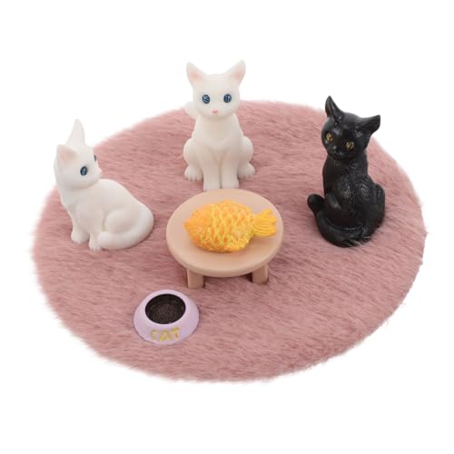 GALPADA Mini Katzenfigur Set Teilig Weiche Plüsch Katzen Dekoration Realistische Kleine Katzen Deko für Mikro Landschaft DIY Haustier Zubehör für Schreibtisch und Regal von GALPADA