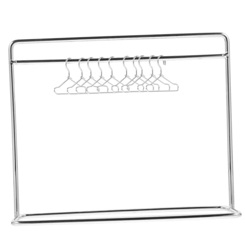 GALPADA Mini Kleiderständer für Puppen Teiliges aus Silbernem Metall Mit Mittlerer Kleiderbügel und Kleinen Bügeln Praktisches Puppenzubehör für Puppenhaus und Doll Clothing Organization von GALPADA