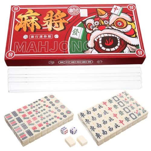 GALPADA Mini Mahjong Set Tragbar Kompakt Leicht Chinesisches Mahjong Spielklein Für Reise Familie Und Party Mit Vollständigem Zubehör Und Klaren Spielsteinen von GALPADA