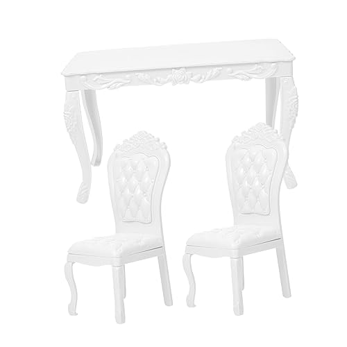 GALPADA Mini Puppenmöbel Set mit Tisch und Stühlen Umweltfreundliches Kunststoffspielzeug Zubehör für Puppenhaus Dekoration und Kindertisch Stühle Detailreich und Langlebig von GALPADA