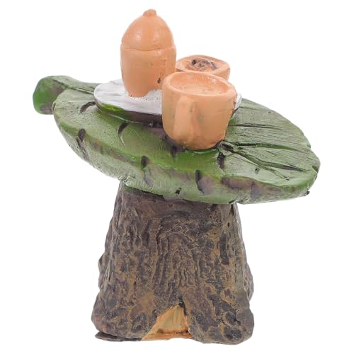 GALPADA Mini Tea Table Modell aus Harz Kreatives Deko Element für Mikrolandschaften und Partys für Hobbygärtner Vivid und Detailliert Gestaltet von GALPADA
