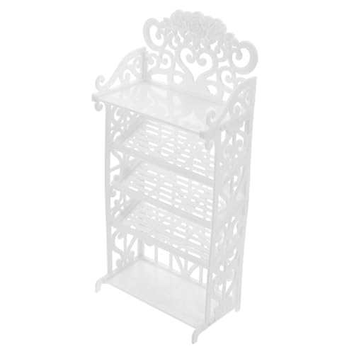 GALPADA Mini-puppenschuhregal Puppenhauszubehör Puppengarderobe Puppenhauskommode Mini-supermarktregale Mini-spindspielzeug Mini-puppenhausmöbel Puppenhaus Bücherregal Plastik Weiß von GALPADA
