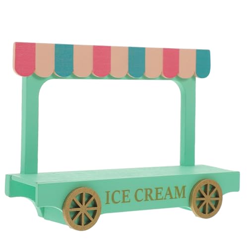 GALPADA Miniatur Holz Eiswagen Modell Puppenhaus Dekoration Filigranes Langlebiges Mini Eisstand Ornament Realistisches Design für Kinderspielzeug und Mikro Szenen Stabiles Holzmaterial von GALPADA