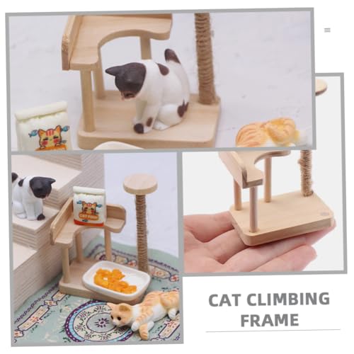 GALPADA Miniatur Holz Katzenkratzbaum Modell mit Katzenfigur Puppenhaus Dekoration Glatte Oberfläche Leichtes Micro Landschaft für Katzenliebhaber und DIY Miniatur Szenen GALPADA Miniatur Holz Katzenkratzbaum Modell mit Katzenfigur Puppenhaus Dekoration Glatte Oberfläche Leichtes Micro Landschaft für Katzenliebhaber und DIY Miniatur Szenen von GALPADA