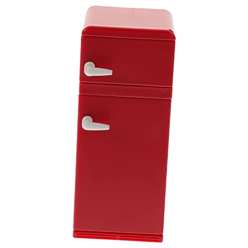 GALPADA Miniatur Kühlschrank Puppenhaus Möbel Mini Kühlschrank Dekoration Leichtes Miniaturgerät für Puppenstube Detailgetreues Rotes Modell für Bastelprojekte von GALPADA
