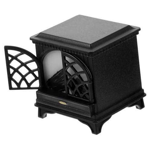 GALPADA Miniatur Puppenhaus Kamin mit LED Beleuchtung Detailreiches Kaminzubehör Langlebiges Kunststoffmodell als Puppenhaus Möbel und Dekoration und Mini Haus Accessoires von GALPADA