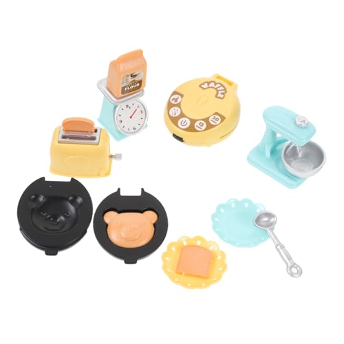 GALPADA Miniatur Puppenhaus Küchenzubehör Mini Backutensilien aus Kunststoff Miniatur Waffeleisen Toaster und Schneebesen Realistische Mini Dekoration für Puppenhaus Spielküche Langlebig von GALPADA