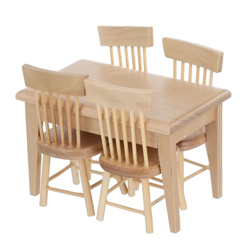 GALPADA Miniatur Puppenhaus Möbel Set Miniatur Tisch Stuhl aus Hochwertigem Eichenholz Leichtes Design als Dekoratives Accessoire für Kleine Puppenhäuser und Modellräume von GALPADA