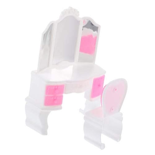 GALPADA Miniatur Puppenhaus Schminktisch Stuhl Set Realistische Puppenmöbel für Mädchen Fördert Kreativität Hand Auge Koordination und Rollenspiel für Vorschule und Indoor Aktivitäten von GALPADA