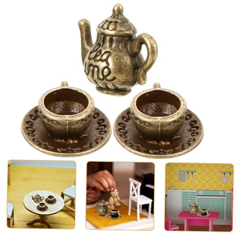 GALPADA Miniatur Puppenhaus Teeservice Set aus Metall Mini Teekanne und Tassen in Antik Bronze Dekoratives Zubehör für Micro Landschaft und Puppenhaus Deko GALPADA Miniatur Puppenhaus Teeservice Set aus Metall Mini Teekanne und Tassen in Antik Bronze Dekoratives Zubehör für Micro Landschaft und Puppenhaus Deko von GALPADA