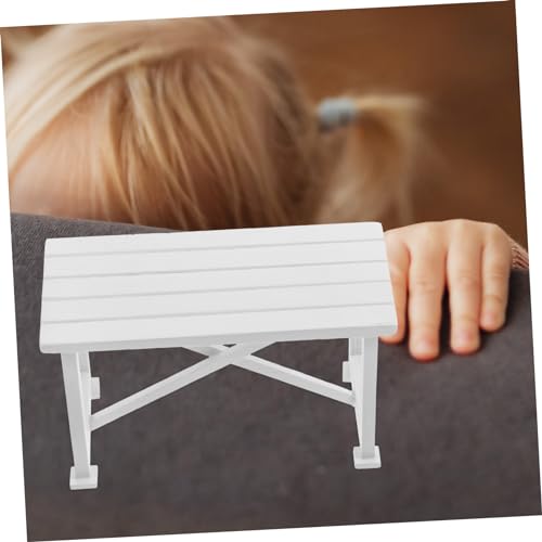 GALPADA Miniatur Puppenhaus Tisch aus Stabilem Holz Hellgrauer Outdoor Gartentisch Dekoratives Miniaturmöbel für DIY Puppenhäuser Vielseitiges Puppenhaus Zubehör und Kreative Deko von GALPADA