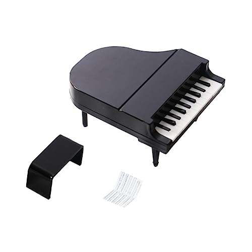 GALPADA Miniatur Stehendes Klavier Modell mit Hocker und Notenständer Puppenhaus Möbel Kunststoff Mini Piano für DIY Dekoration Fotorequisite für Sammler von GALPADA