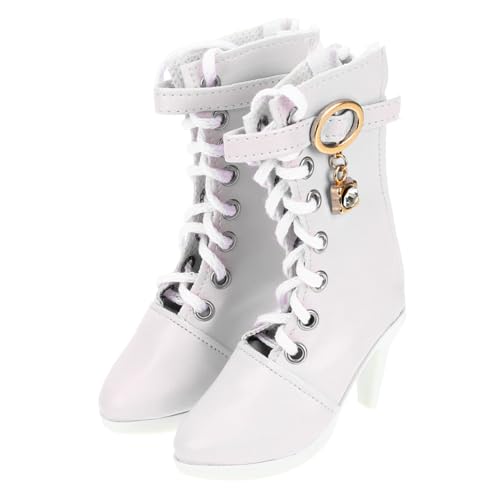 GALPADA Miniatur Stöckelschuhe Puppenzubehör Hohe Absätze Elegante Weiße High Heel Boots für Prinzessin Puppe Stilvolle Puppenschuhe zum Ankleiden und Sammeln von GALPADA