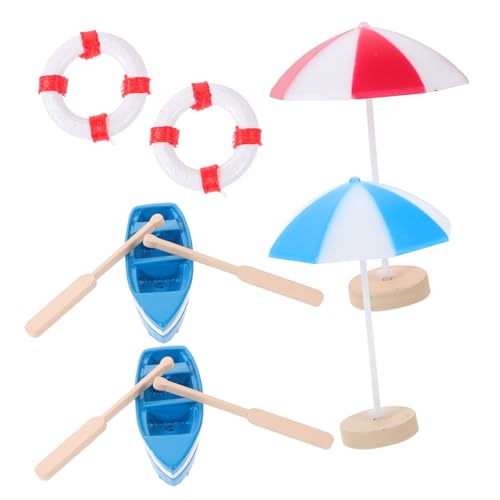 GALPADA Miniatur Stranddeko mit Blauen Booten Kleinen Sonnenschirmen und Roten Holz-schwimmringen Realistische Miniatur Haus Ornament für Puppenhaus Mikro-Szene und Fotorequisiten GALPADA Miniatur Stranddeko mit Blauen Booten Kleinen Sonnenschirmen und Roten Holz-schwimmringen Realistische Miniatur Haus Ornament für Puppenhaus Mikro-Szene und Fotorequisiten von GALPADA