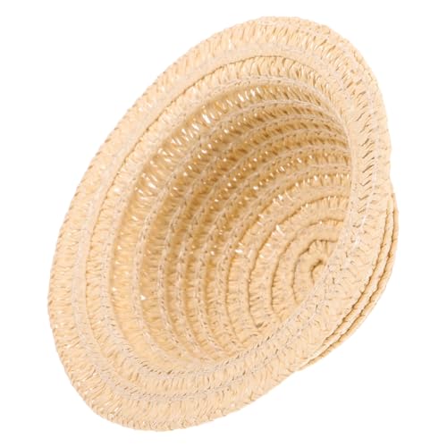 GALPADA Miniatur Strohhut Gelb für Puppen DIY Bastelstrohhut Foto Requisite Kleine Dekoration Woven Craft Zubehör für Mikro Landschaften und Puppenhaus Zubehör von GALPADA
