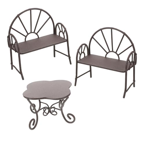 GALPADA Miniatur Tisch und Stühle Tisch Stühle Vintage Dollhouse Möbel Dekoration Langlebig Vielseitig Einsetzbar für Wohnzimmer Büro Kreative Wohnaccessoires von GALPADA