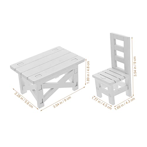 GALPADA Miniatur Tisch und Stuhl aus Holz Teiliges Puppenhaus Möbel Weiße Mini Stühle und Tisch Kindgerechtes für Puppenhaus und Garten Miniaturen für Mädchen von GALPADA