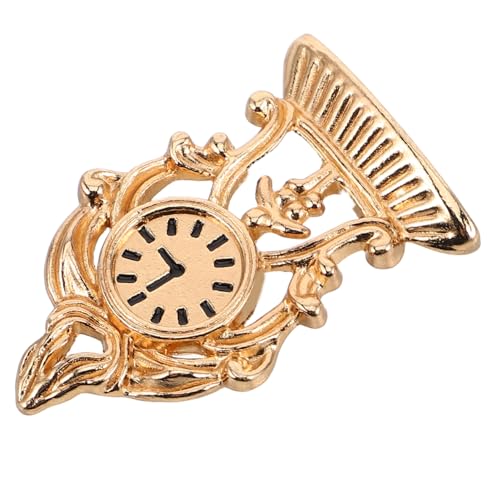 GALPADA Miniatur Tischuhr Vintage Stil Miniaturuhr Ornament Bjd Puppenhaus Zubehör Elegante Europäische Dekoration Goldfarben für Puppenhaus Kleine Räume von GALPADA