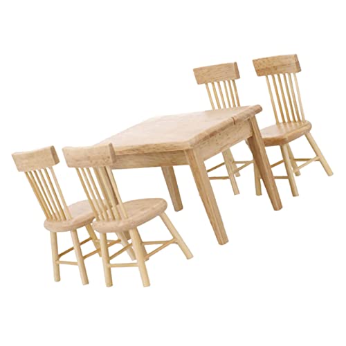 GALPADA Miniature Tisch und Stühle Set Teiliges Holzspielzeug für Puppenhaus für Miniaturmöbel Dekoration und Kreative Kinderzimmergestaltung von GALPADA