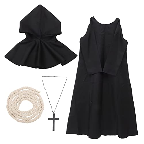 GALPADA Mittelalterliches Priesterkostüm Für Herren Cosplay Mönchskostüm Mit Kapuze Schwarzer Umhang Für Halloween Und Mittelalter Events GALPADA Mittelalterliches Priesterkostüm Für Herren Cosplay Mönchskostüm Mit Kapuze Schwarzer Umhang Für Halloween Und Mittelalter Events von GALPADA