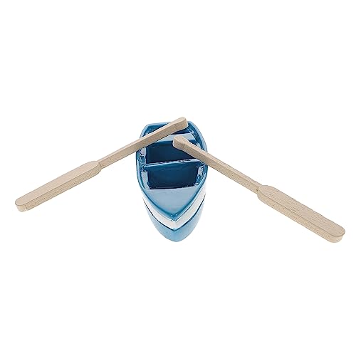 GALPADA Modellboot -Ornamente Heimdekoration Mini Mikro Nautisch Winzig Zahlen Strand Puppenhaus-Ornament Küsten Bootsmodell Für Zuhause, Dekorativ Klein Paddel Hölzern Blue von GALPADA