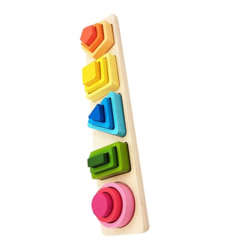 GALPADA Montessori Holz Puzzle Geometrische Formen Stapelturm mit Farbverlauf Pädagogisches Lernspielzeug Kreativität und für Ab Jahren von GALPADA