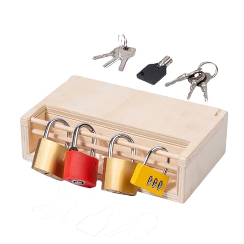 GALPADA Montessori Holzspielzeug Holz Lernspielzeug für Kleinkinder mit Interaktivem Schloss Öffnen Fördert Feinmotorik Handkoordination und Kognitive Entwicklung Sicher und Pädagogisch von GALPADA