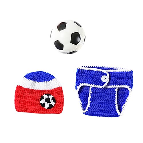 GALPADA Neugeborenen Fotografie Kostüm Strickshorts Mütze Fußball Requisite Atmungsaktiv Für Fotoshooting Jungen Mädchen von GALPADA