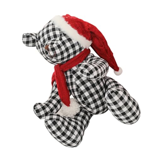 GALPADA Niedlicher Plüsch Bär mit Karomuster Kuscheliges Stoffspielzeug Weihnachtliche Tischdekoration Weihnachten Geburtstag und Neujahr Angenehme von GALPADA