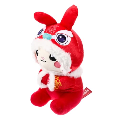 GALPADA Niedliches Kaninchen Plüschtier mit Ohren Anzug Chinesisches Neujahrs Maskottchen Weiches Kuscheltier für Dekoration zum Jahr des Hasen von GALPADA
