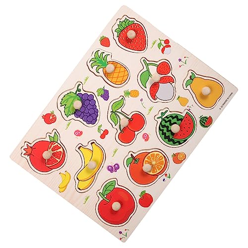GALPADA Obstgreifbrett Kleinkind Puzzlespielzeug Für Kleinkinder Kleinkinderbedarf Formerkennungsspielzeug Frühpädagogisches Interessantes Kleinkindspielzeug Lernpuzzle Passendes Aus Holz von GALPADA