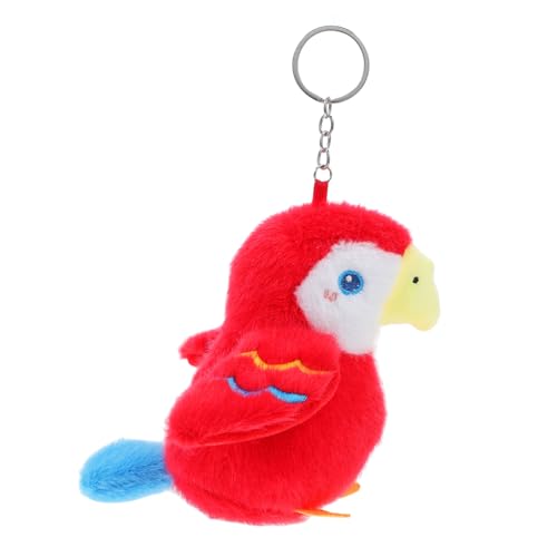 GALPADA Papagei Schlüsselanhänger Ausgestopft Schlüsselanhänger Mit Cartoon-papagei Karikatur Vogel Schlüsselanhänger Cartoon-papagei-taschen-schlüsselanhänger Papagei Stofftier Plüsch Rot von GALPADA
