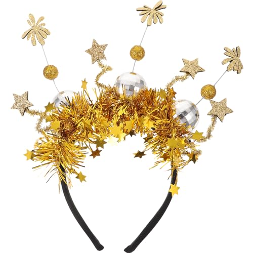 GALPADA Party-Stirnbänder 2024 Frohes Neues Jahr Stirnband Tiara Glitzer Stern Stirnband Mit Lametta Neujahr Haarreifen Kopfschmuck Für Silvester Partydekorationen Für Frauen von GALPADA