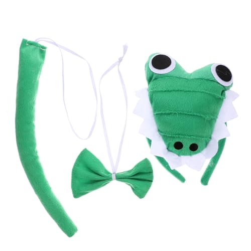 GALPADA Plüsch Alligator Stirnband Set mit Fliege und Weiches Tierkostüm Cosplay Zubehör für Halloween Festival und Mottoparty Bequemes Haarschmuck-accessoire für Erwachsene von GALPADA