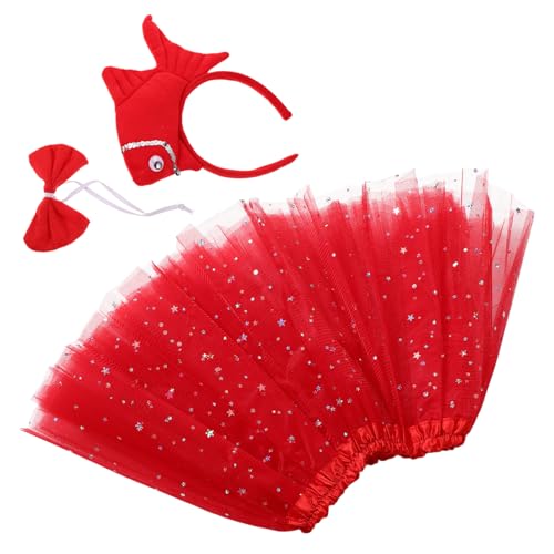 GALPADA Plüsch Fisch Kostümset für Haarband und Tüllrock im Tierdesign für Halloween Partys und Kreative Rollenspiele von GALPADA