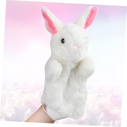 GALPADA Plüsch Handpuppe Weiß Hase Kuschelig Weiches Material Storytelling Puppenspiel Rollenspiel Eltern Junge Mädchen Interaktion von GALPADA