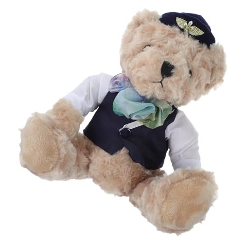 GALPADA Plüschbär Kuscheltier Flugbegleiterin Stofftier Flauschig Sitzend Dekoration Partyaccessoire von GALPADA