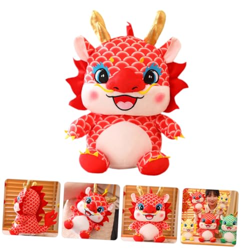 GALPADA Plüschtier Drache Rotes Stofftier Chinesisches Neujahr Glücksbringer Maskottchen Kuscheltier Chinesisches Tierkreiszeichen von GALPADA