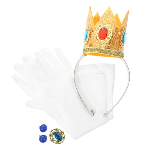 GALPADA Prinzessin Kostüm Zubehör Damen Mädchen Krone Haarreif Ohrringe Handschuhe Brosche für Karneval Halloween Cosplay Party GALPADA Prinzessin Kostüm Zubehör Damen Mädchen Krone Haarreif Ohrringe Handschuhe Brosche für Karneval Halloween Cosplay Party von GALPADA