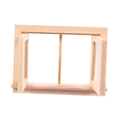 GALPADA Puppenhaus Dekoration aus Umweltfreundlichem Holz Langlebig und Detailreich für Miniaturmöbel und Puppenhauszubehör Kleine Fensterverzierung für Kreative DIY Szene von GALPADA