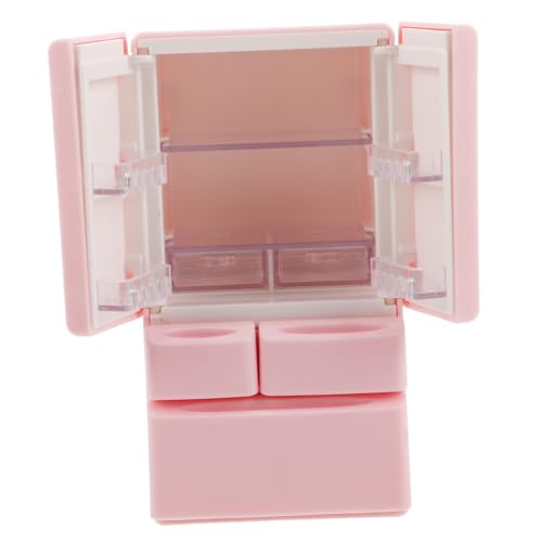 GALPADA Puppenhaus Mini Kühlschrank Doppel Tür Miniatur Küchenmöbel Kühlschrank für Detailliertes Wohnzimmerschau Modell Kreatives DIY Zubehör für Puppenhaus Dekoration Rosa von GALPADA