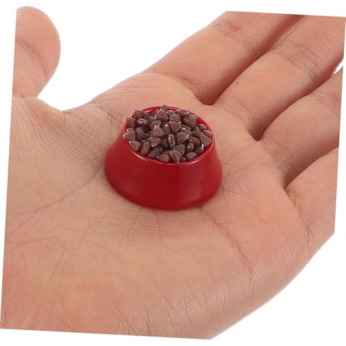 GALPADA Puppenhaus Zubehör Realistische Mini Haustier Rot Detailgetreu Miniatur Futter Schale für Puppenhaus Dekoration und DIY Basteln von GALPADA