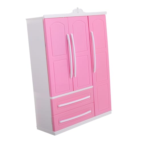 GALPADA -Puppenschrank Puppengarderobezubehör Schrank für Puppe Aufbewahrungskoffer für Puppenkleidung Küchenschränke für Puppenstuben Miniaturmöbel Babypuppenbügel Plastik von GALPADA