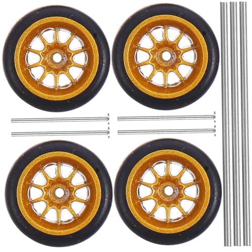 GALPADA Rc Auto Zubehör Goldfarbene Gummireifen mit Metallfelgen Langlebige Spielzeugräder für Ferngesteuerte Autos und Modellautos Robust und Flexibel für Bastler und Ab Jahren von GALPADA