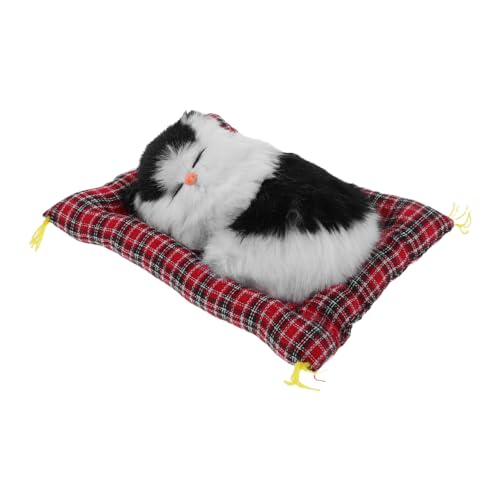 GALPADA Realistische Katzenfigur mit Interaktivem Miauen und Kleinem Stoffkissen Handgefertigtes Lebensechtes Kätzchenmodell für Wohn und Arbeitszimmerdekoration von GALPADA