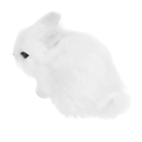 GALPADA Realistisches Cartoon Kaninchen Plüschspielzeug Weißes Desktop Ornament Niedliches Hasen für Kinderzimmer und Büro Weiches Kunstpelz Material Handgefertigte Tischdekoration von GALPADA