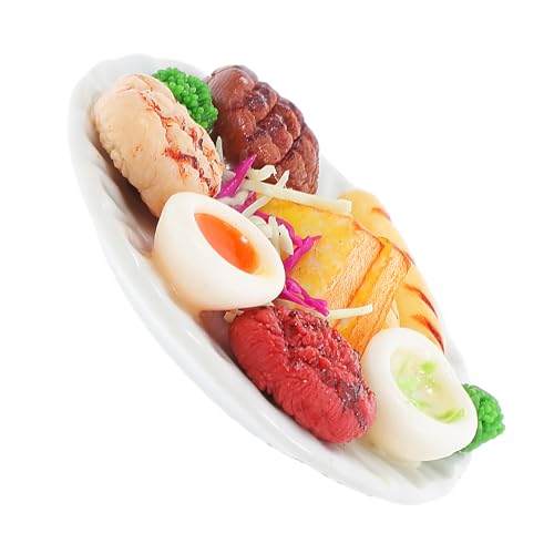 GALPADA Realistisches Mini Sandwich Steak Ei Brokkoli mit Keramikgeschirr Puppenhaus Essensmodell für Kreative Spiele und Dekoration von GALPADA
