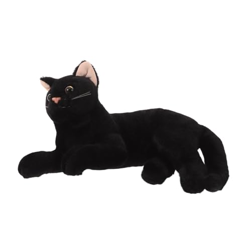 GALPADA Realistisches Schwarzes Katzen Kuscheltier Weiches Plüschspielzeug als Kissen und Deko Detailreiches Kuscheliges Stofftier für Geburtstags und Halloween Party von GALPADA