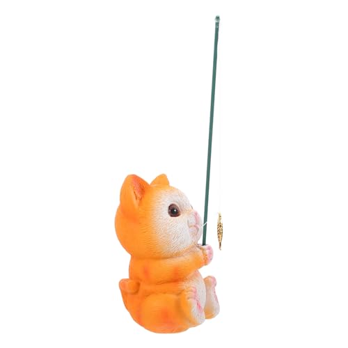 GALPADA Resin Katze Angeln Statue Dekoratives Aquarium Ornament für Fischbehälter Leicht Langlebig und Wiederverwendbar zur Verschönerung Ihres Aquariums von GALPADA
