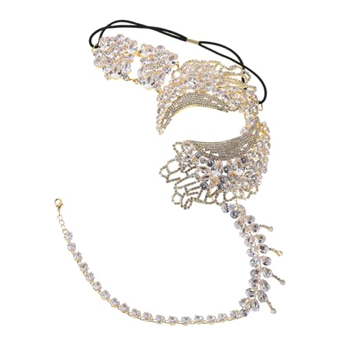GALPADA Rhinestone Venetian Damen Glitzernde Halbgesichtsmaske Elastisch Wiederverwendbar Für Ball Fasching Halloween Prom Karneval von GALPADA